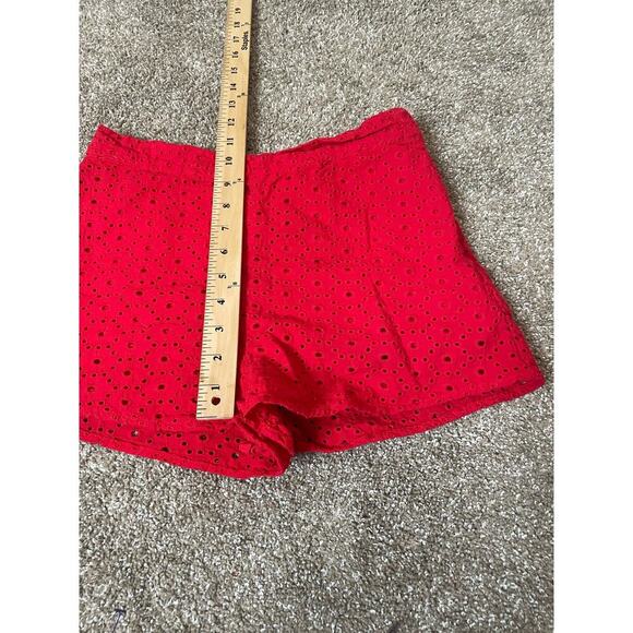 Forever 21 red shorts eyelet patterned zip up SZ SM high waisted lightweight - Picture 3 of 6